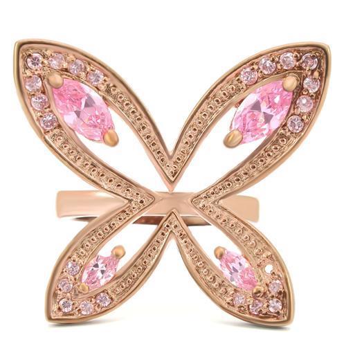 Rose Gold Ring with Pink CZ – Elegant Solitaire Style