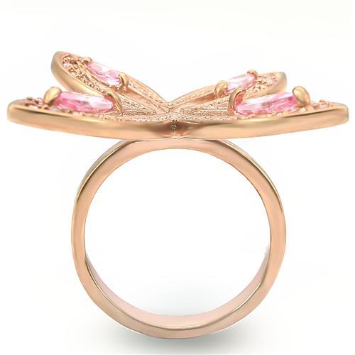 Rose Gold Ring with Pink CZ – Elegant Solitaire Style