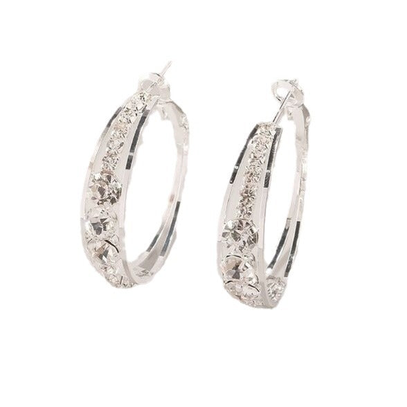 Gold Crystal Double Hoop Earrings – Sparkling Statement Hoops
