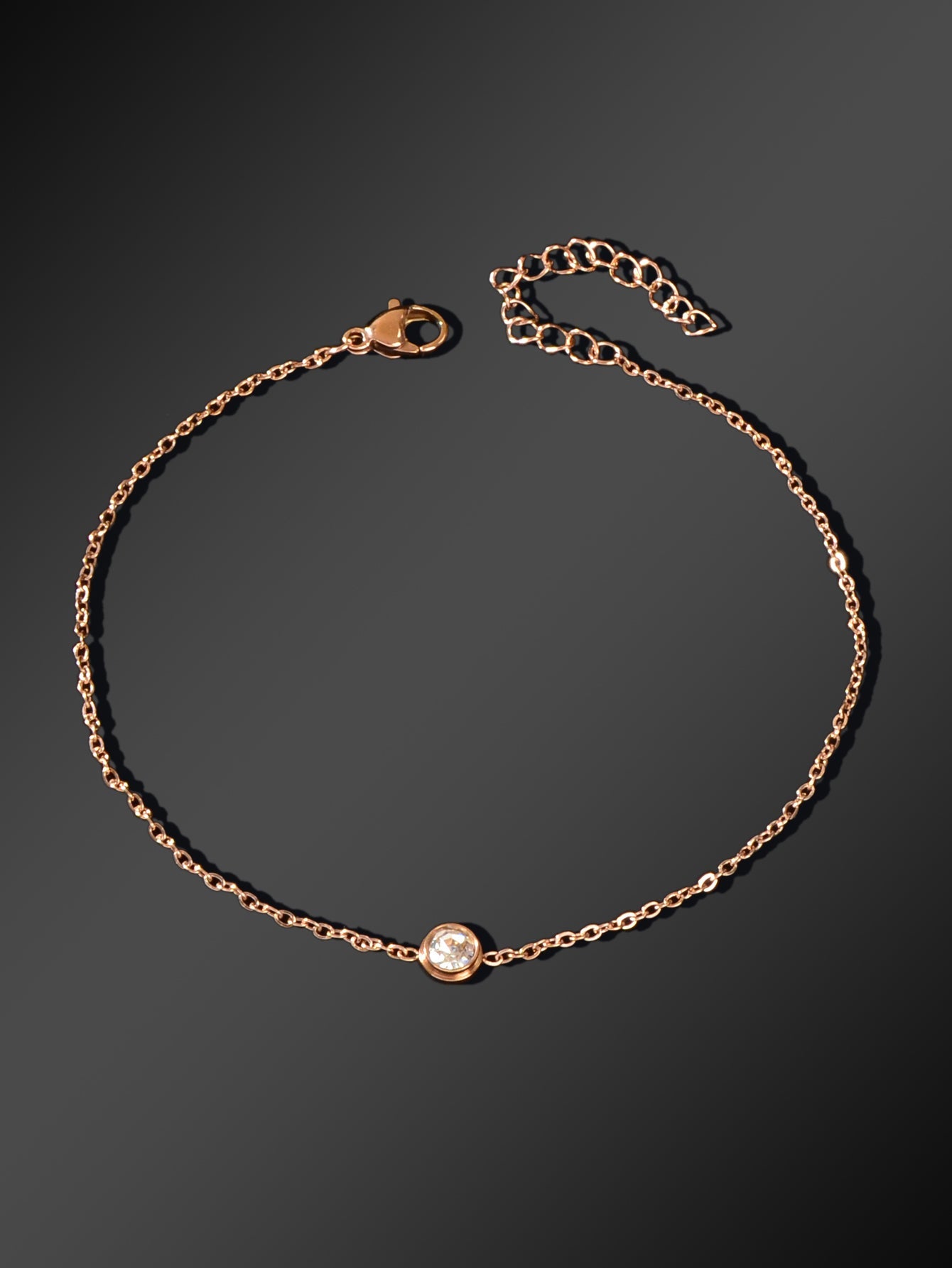 Delicate Summer Beach Rose Gold Chain Rhinstone Charm Anklets Women Jewellery