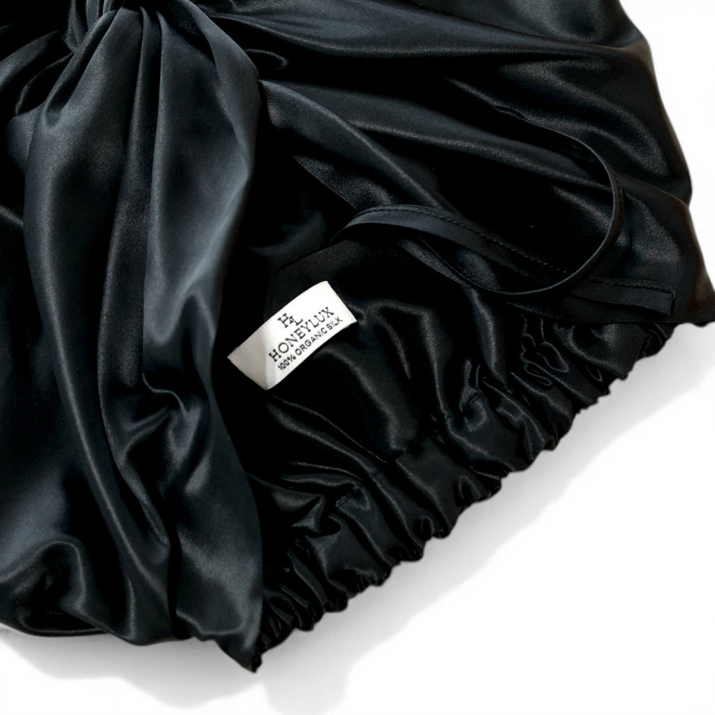 Organic Silk Hair Bonnet - Black