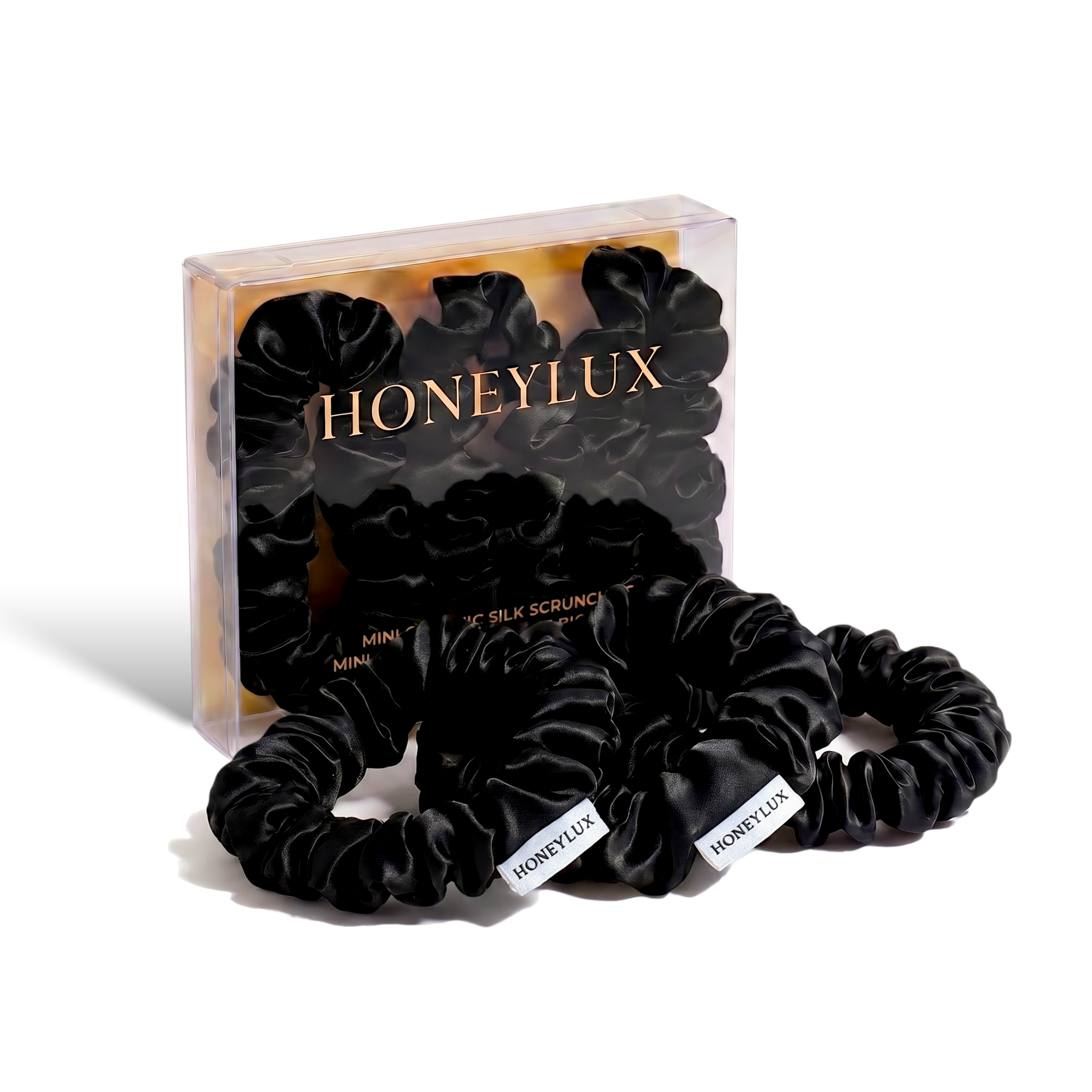 Mini Silk Scrunchie Set - Black