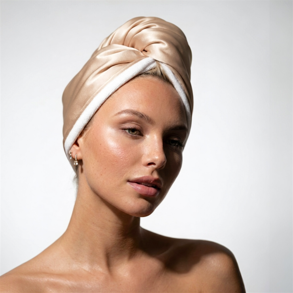 Reversilble Silk & Bamboo Towel Wrap - Champagne