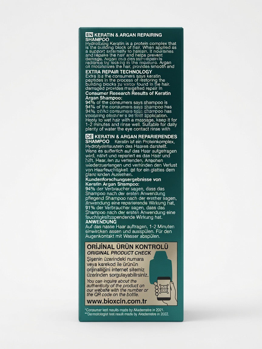 Bioxcin Keratin & Argan Repairing Shampoo – Restores & Protects Hair