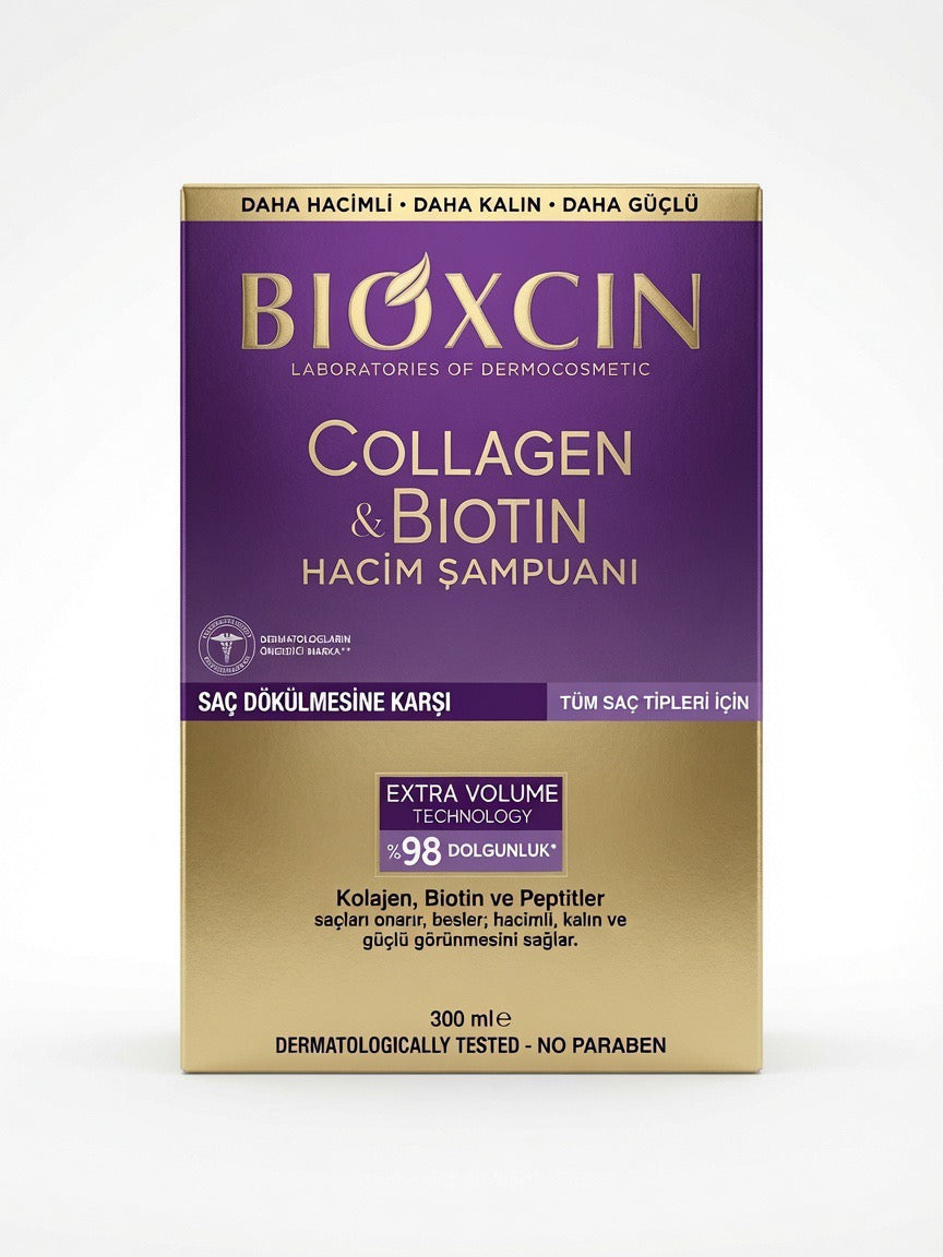 Bioxcin Collagen & Biotin Volume Shampoo – Extra Volume Technology (300ml)