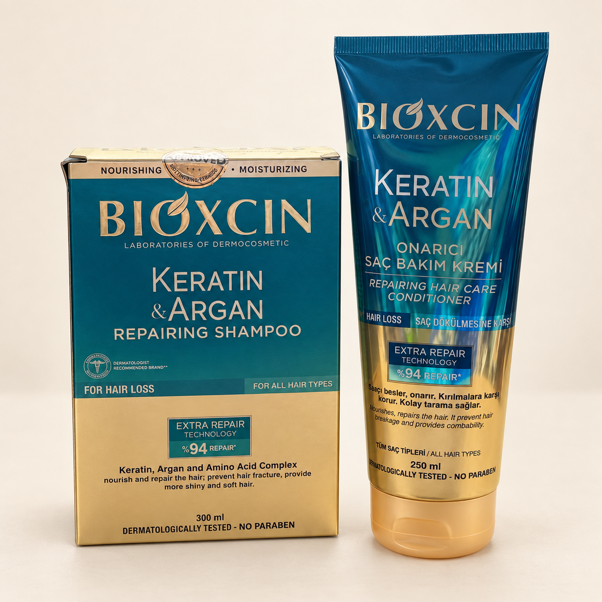 Bioxcin Keratin & Argan Repairing Shampoo & Conditioner Duo