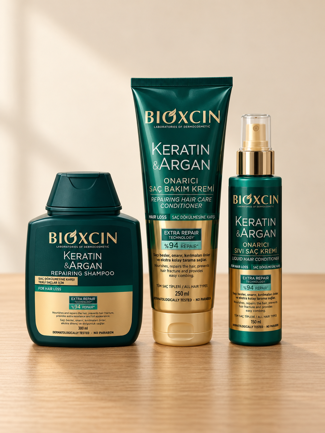 Bioxcin Keratin & Argan 3-Step Repair Routine