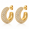 Pavé Statement Hoop Earrings – Gold
