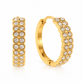 Double Row Pavé Hoop Earrings – Gold