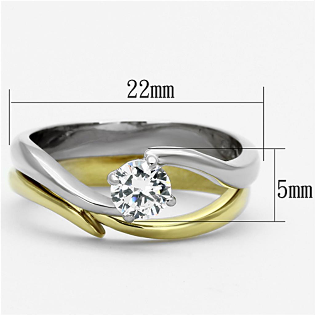 Two-Tone Gold & Silver CZ Ring – Soft Sparkle Glow