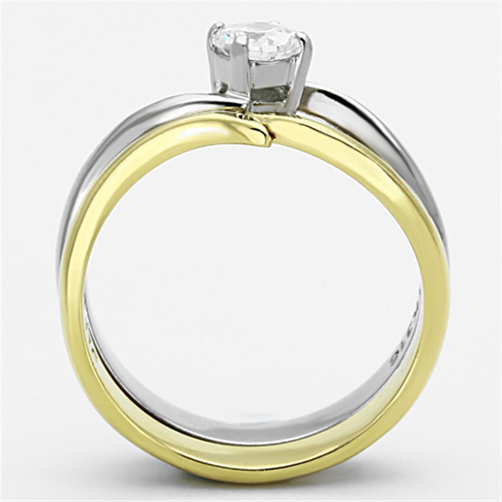 Two-Tone Gold & Silver CZ Ring – Soft Sparkle Glow