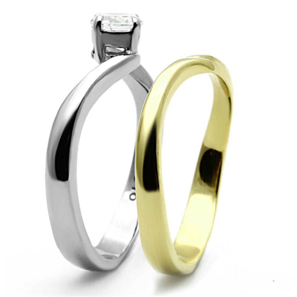 Two-Tone Gold & Silver CZ Ring – Soft Sparkle Glow