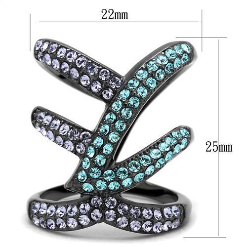 Black Multi-Band Crystal Statement Ring – Sparkling Cross Design