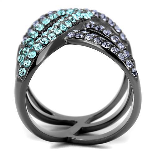 Black Multi-Band Crystal Statement Ring – Sparkling Cross Design
