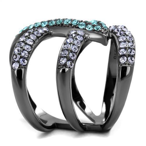 Black Multi-Band Crystal Statement Ring – Sparkling Cross Design