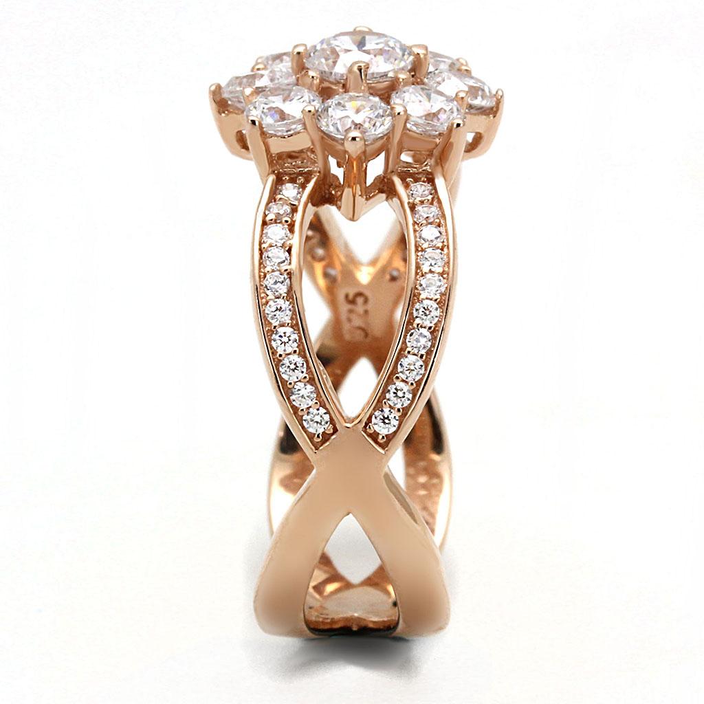Rose Gold Sterling Silver Flower Ring – Soft Radiant Glow