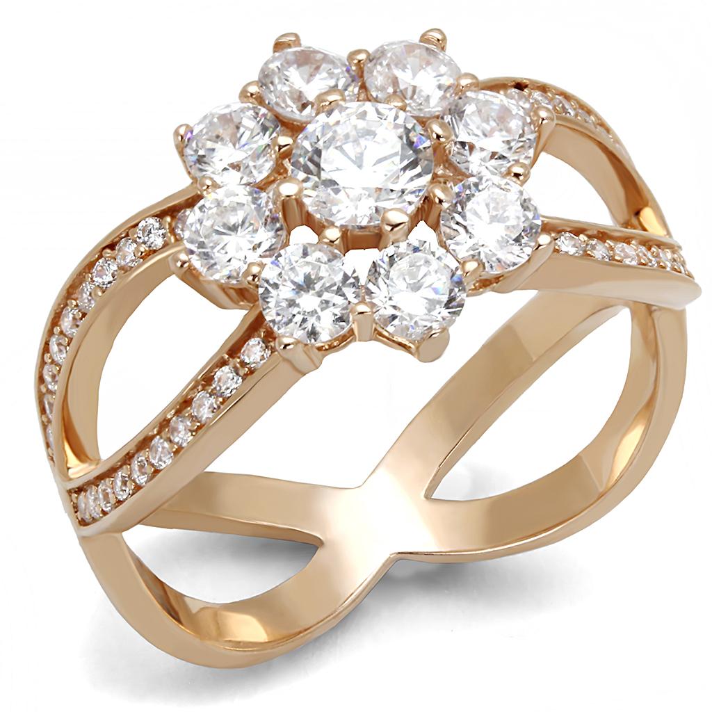 Rose Gold Sterling Silver Flower Ring – Soft Radiant Glow