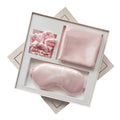 NNEDSZ Pink Luxury Faux Silk Sleep Gift Set - 4-Piece Eye Mask, Pillowcase & Scrunchies for Relaxation & Comfort