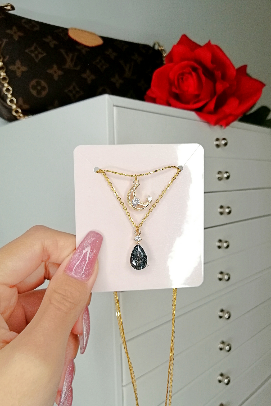 18K Gold Plated Moon Layered Necklace – Celestial Glow