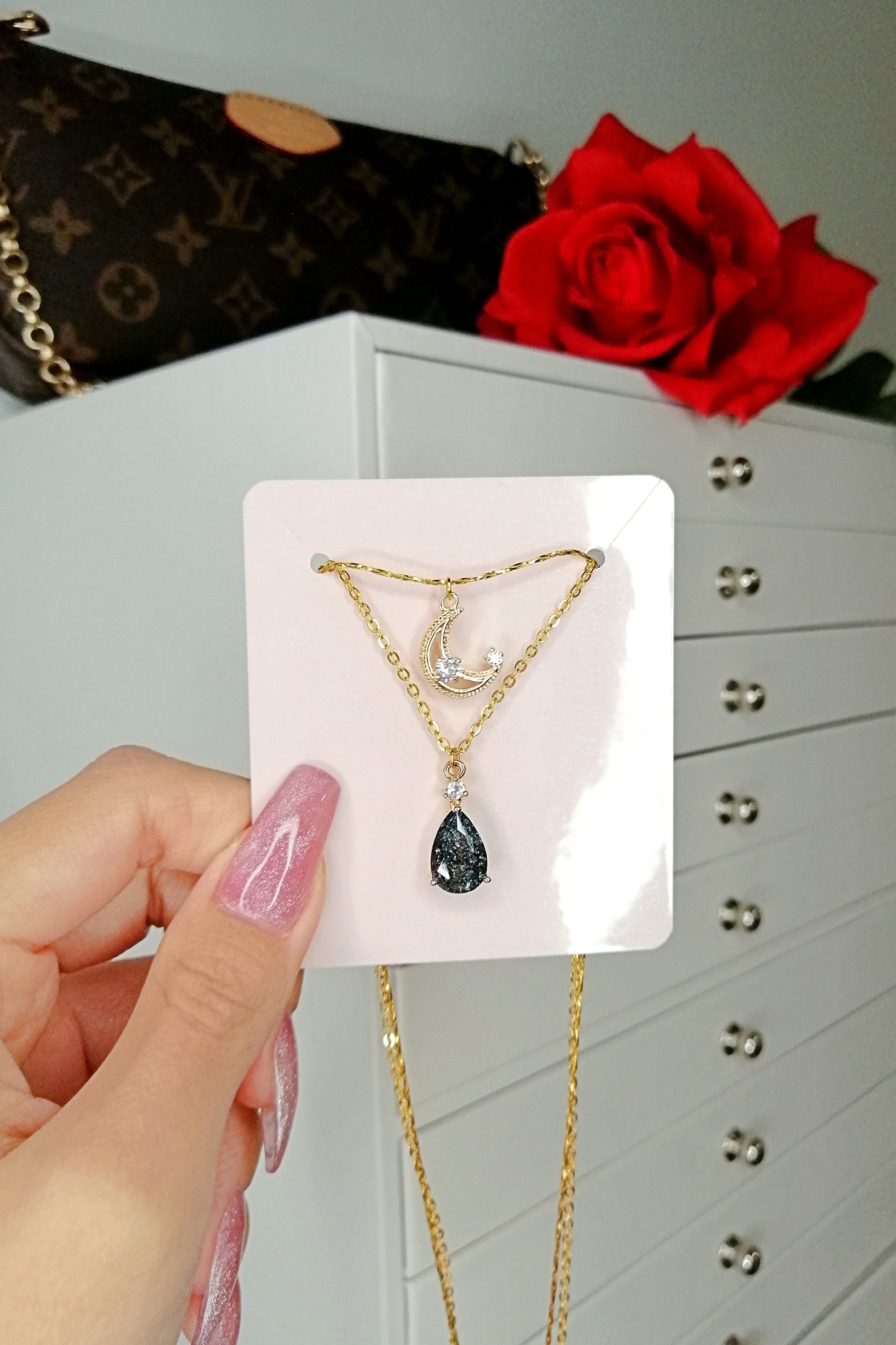 18K Gold Plated Moon Layered Necklace – Celestial Glow