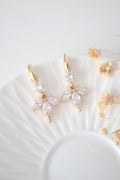 Gold Flower Petal Hook Earrings with Cubic Zirconia – Bloom Design