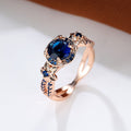 Rose Gold Sapphire Style Ring – Blue Oval Statement Ring