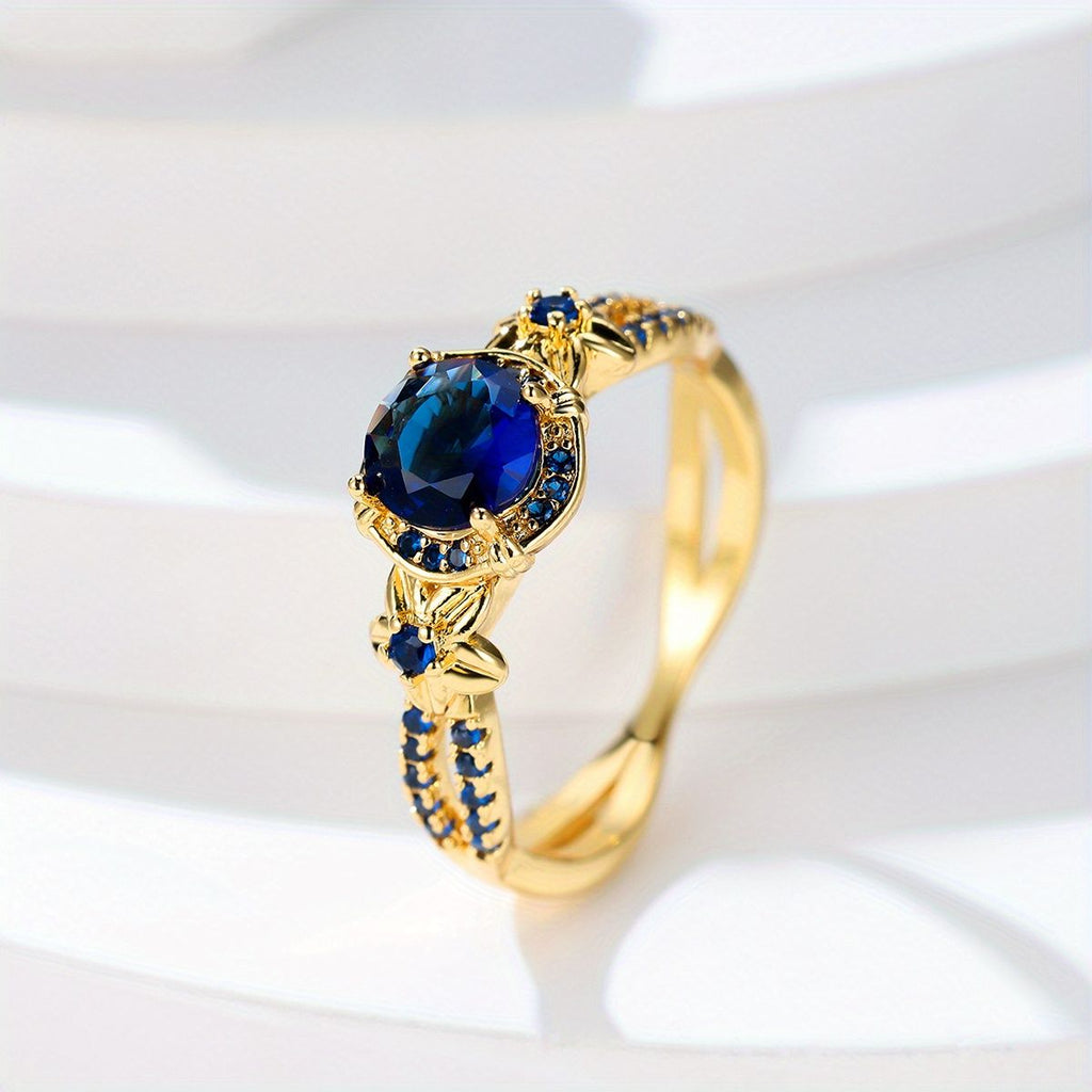 Rose Gold Sapphire Style Ring – Blue Oval Statement Ring