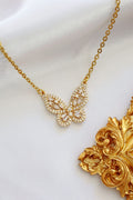 Gold Butterfly Pendant Necklace with Cubic Zirconia – Sparkling Design
