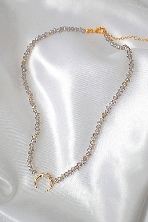 Blue Crystal Crescent Moon Choker | Austrian Crystals | 18K Gold