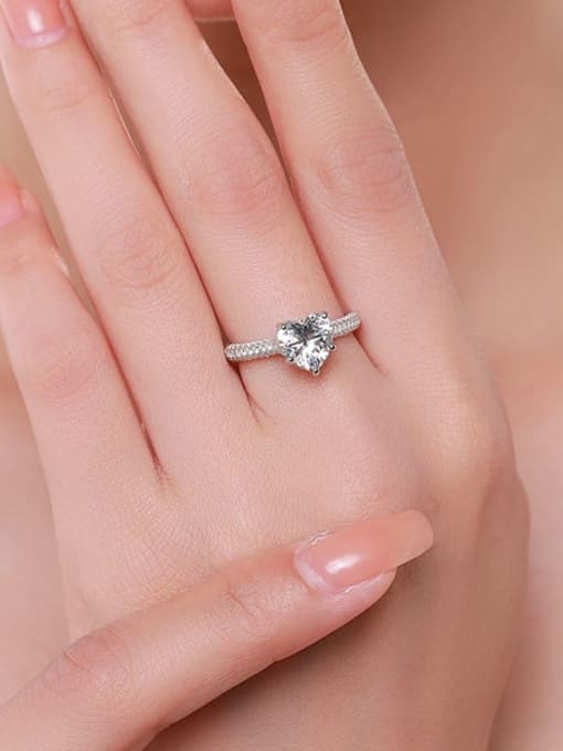 Heart Ice Crushed Sterling Silver Ring – Sparkling Heart Design