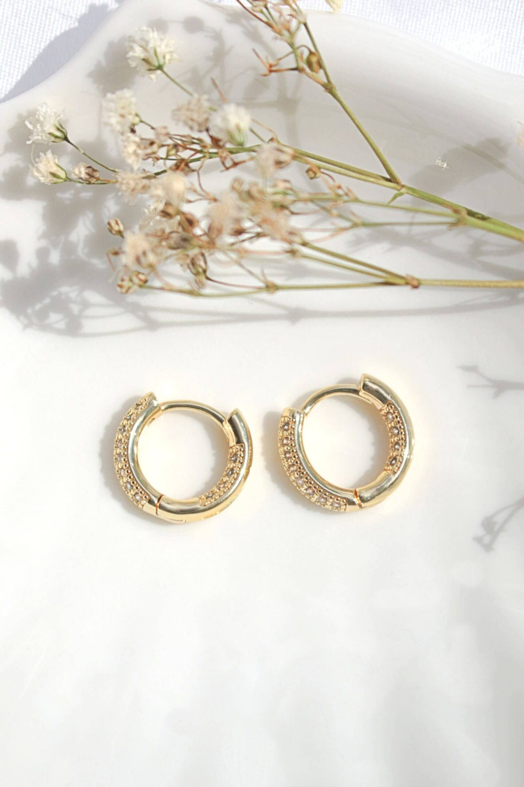 Gold Cubic Zirconia Hoop Earrings – Pavé Sparkle Hoops