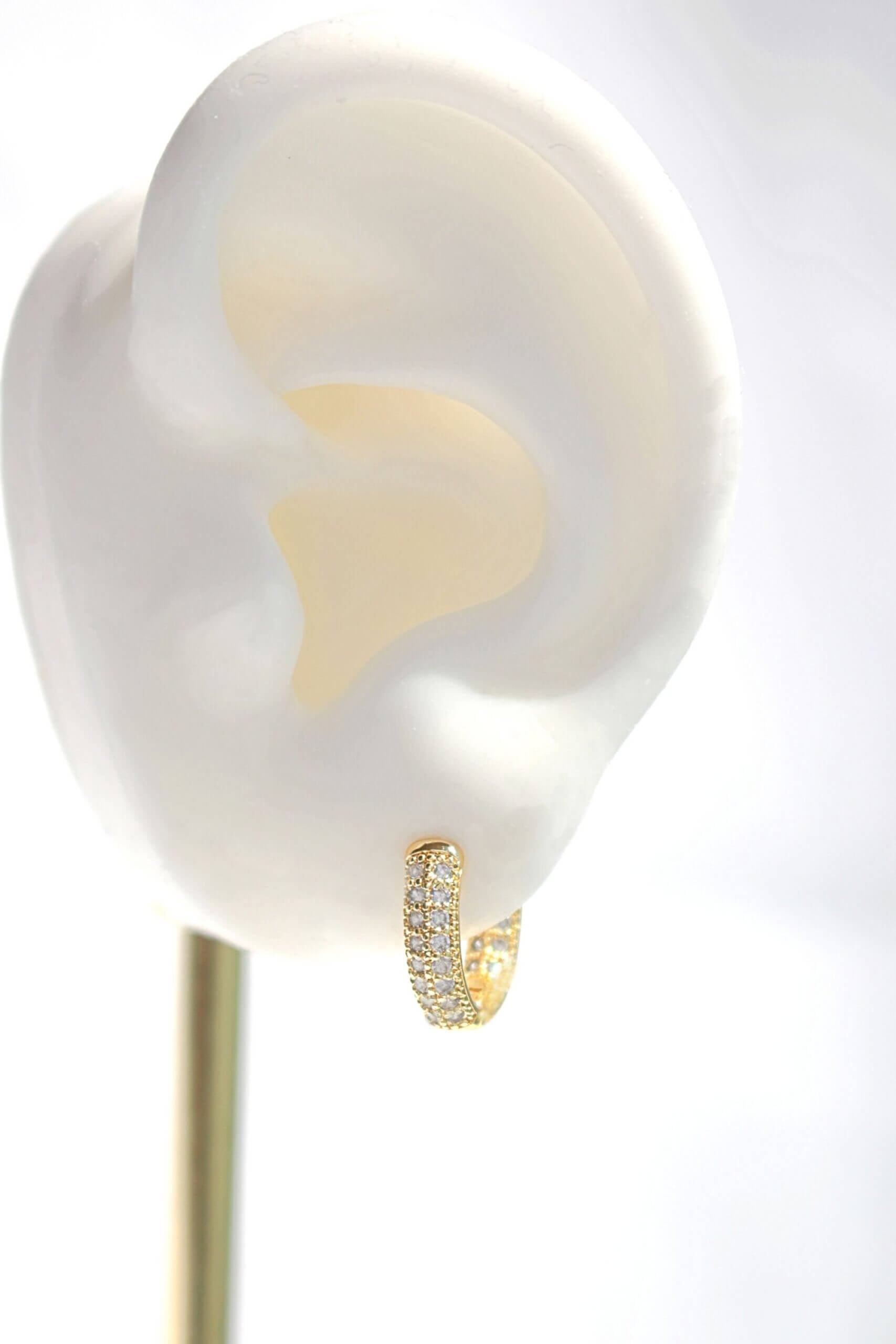 Gold Cubic Zirconia Hoop Earrings – Pavé Sparkle Hoops