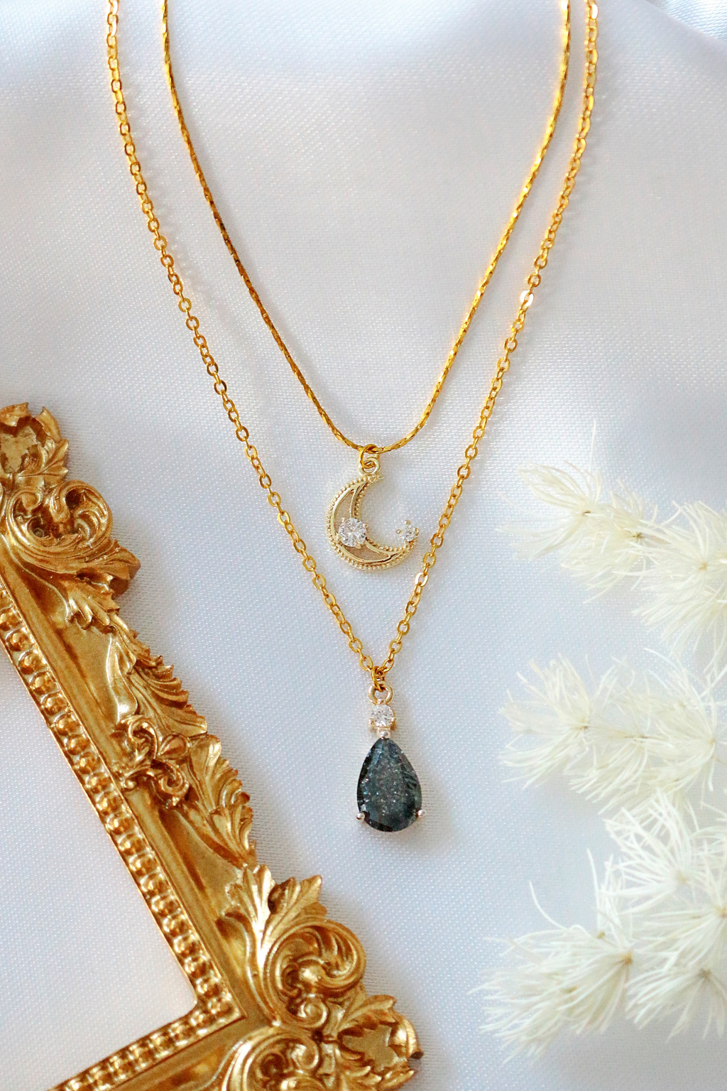 18K Gold Plated Moon Layered Necklace – Celestial Glow