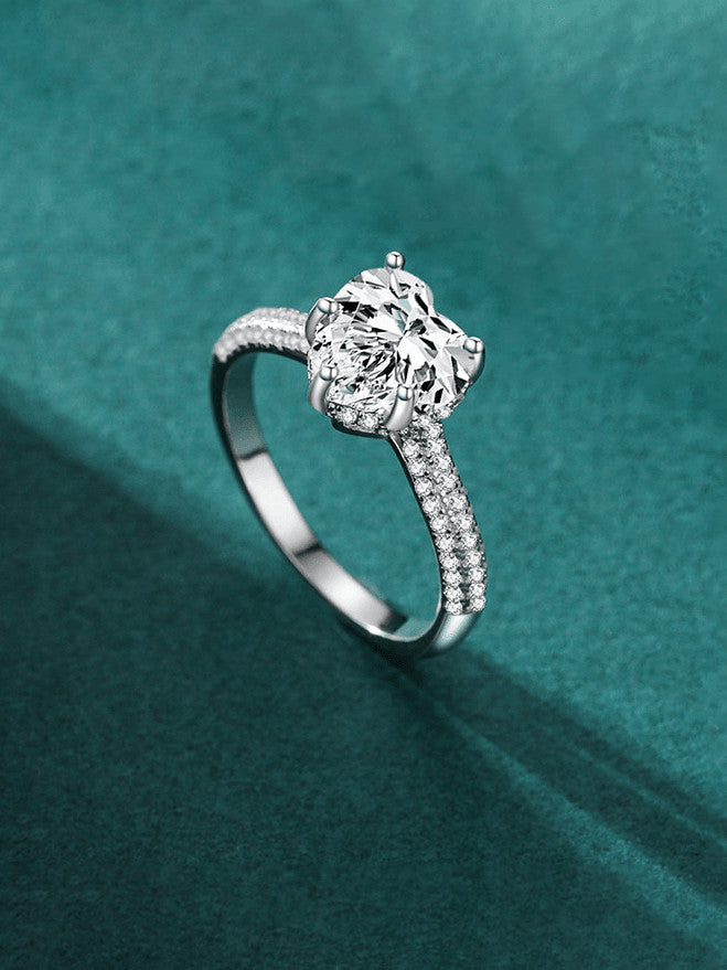 Heart Ice Crushed Sterling Silver Ring – Sparkling Heart Design