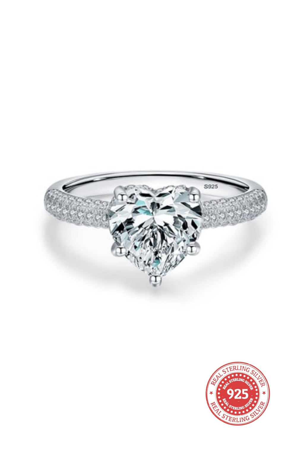 Heart Ice Crushed Sterling Silver Ring – Sparkling Heart Design
