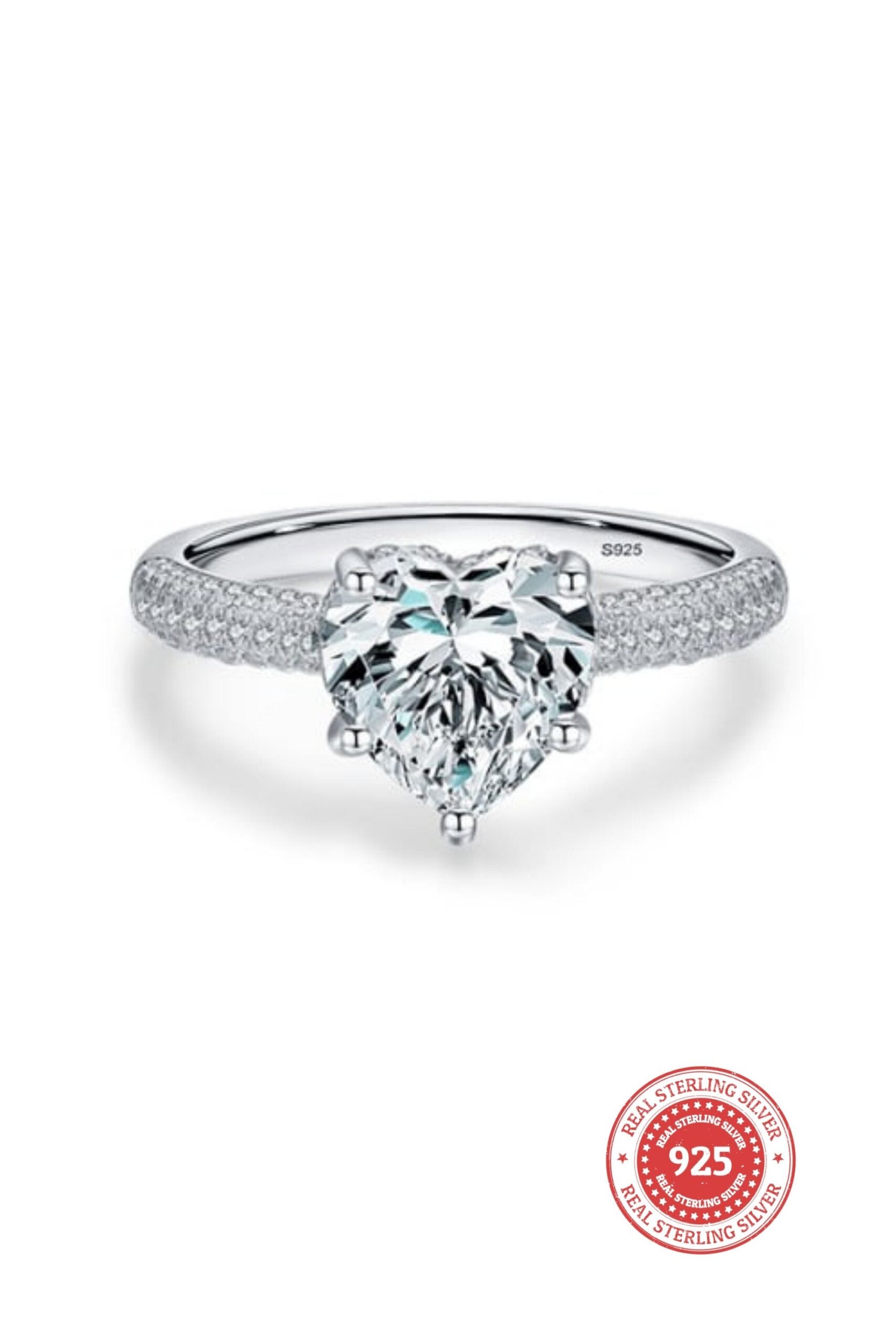 Heart Ice Crushed Sterling Silver Ring – Sparkling Heart Design
