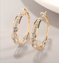 Gold Crystal Double Hoop Earrings – Sparkling Statement Hoops