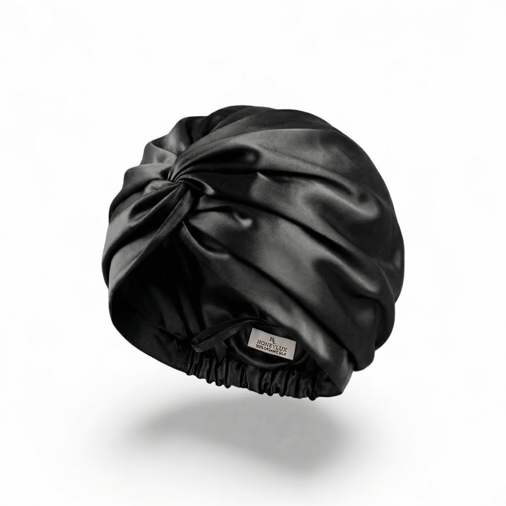 Organic Silk Hair Bonnet - Black
