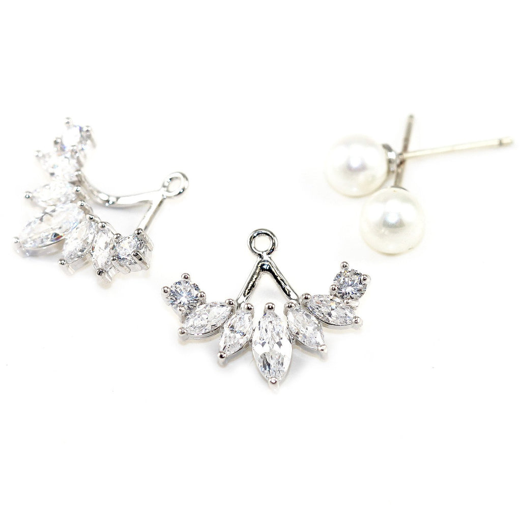 Iced Pearl Ear Jacket Earrings