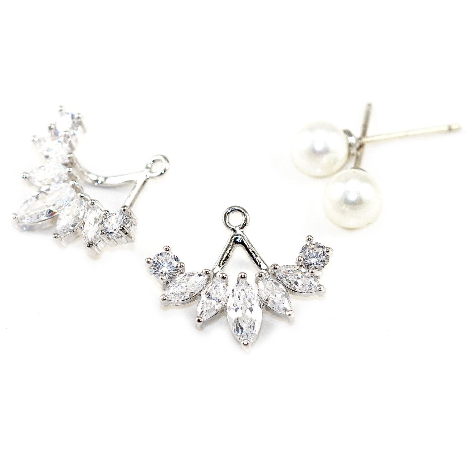 Iced Pearl Ear Jacket Earrings
