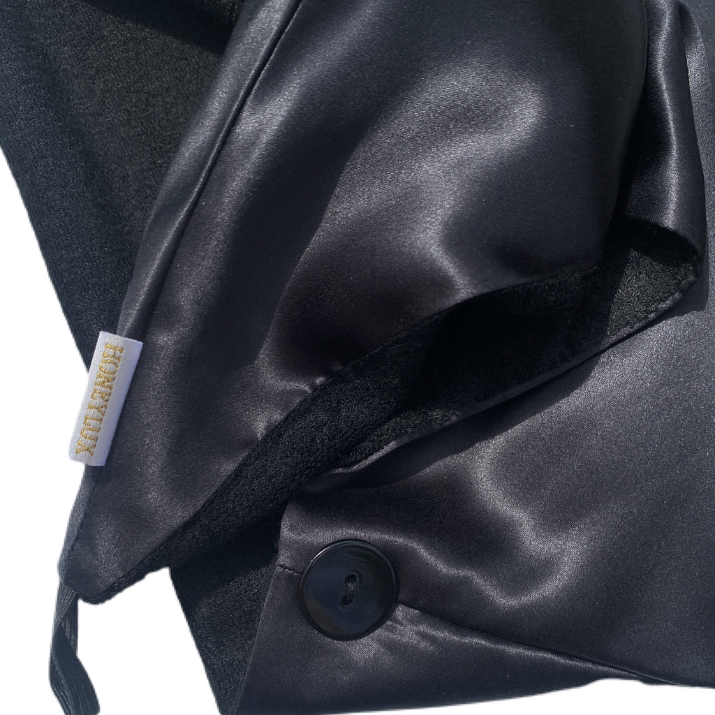 Reversilble Silk & Bamboo Towel Wrap - Black