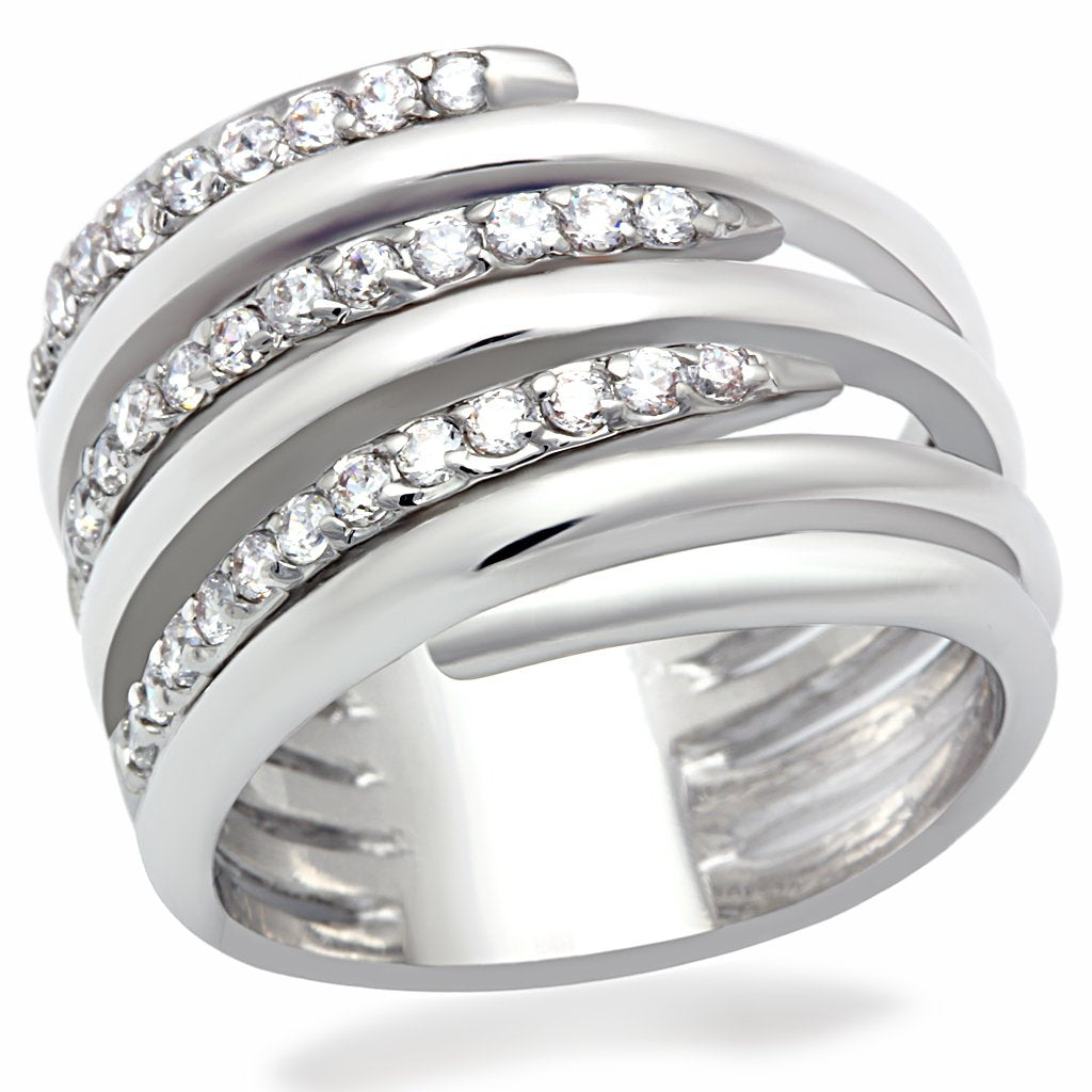 Silver Multi-Band CZ Statement Ring – Sparkling Layered Design