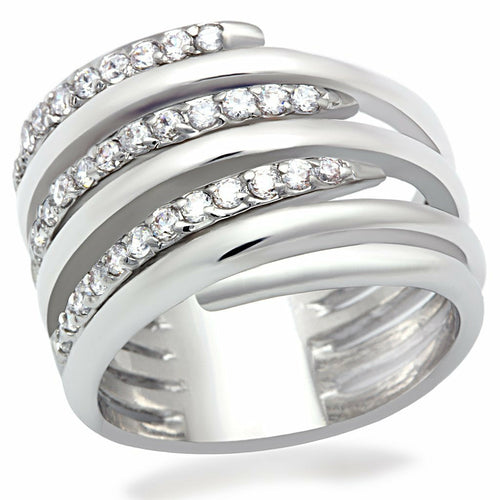 Silver Multi-Band CZ Statement Ring – Sparkling Layered Design