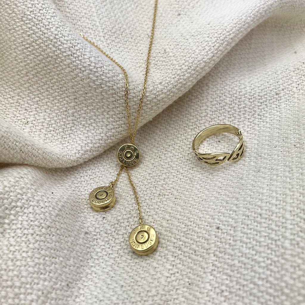 Gold Bullet Cluster Necklace – Statement Y-Necklace