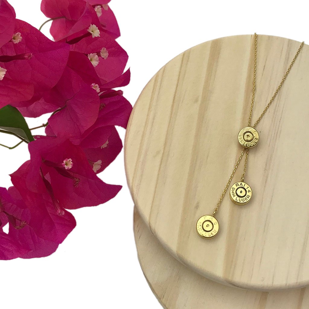 Gold Bullet Cluster Necklace – Statement Y-Necklace
