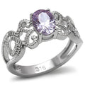 Purple Stone Stainless Steel Ring – Ornate Filigree Design