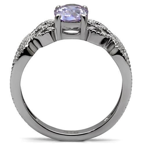 Purple Stone Stainless Steel Ring – Ornate Filigree Design