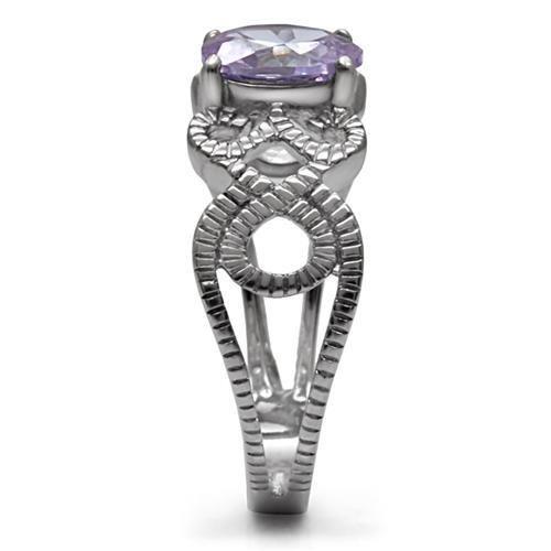 Purple Stone Stainless Steel Ring – Ornate Filigree Design