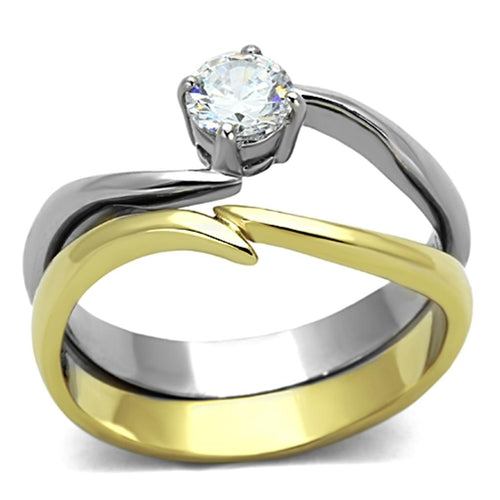 Two-Tone Gold & Silver CZ Ring – Soft Sparkle Glow