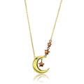Gold & Coffee Moon Necklace – Soft Celestial Glow